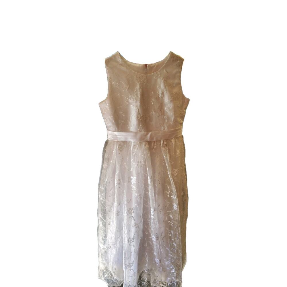 Elegant White Lace Tulle Flower Girl Dress Size 8-9 Yrs Special Occasion